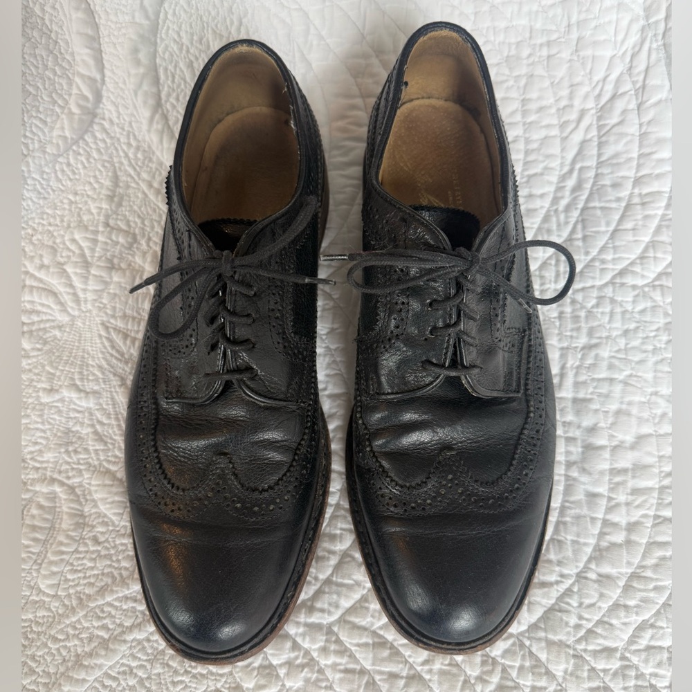 FRYE AND CO. Black Leather Wingtip Derby Shoes